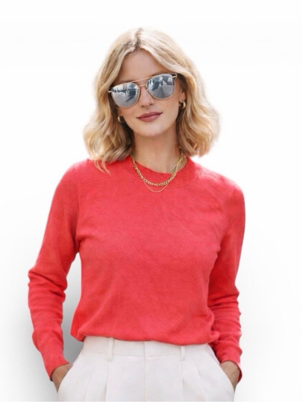 $128 J. Crew 100% cashmere crewneck sweater In Pink Coral, S, Small,